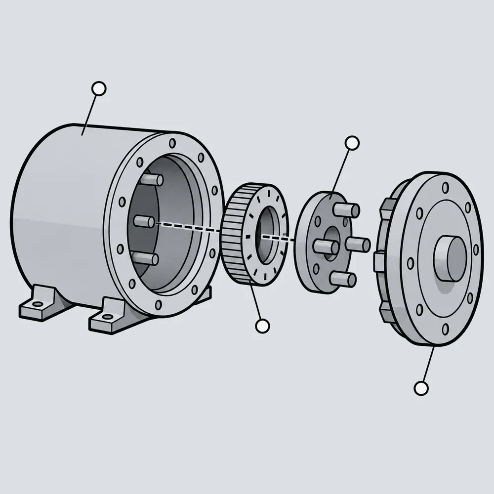 The vault drawn in parts, before assembly